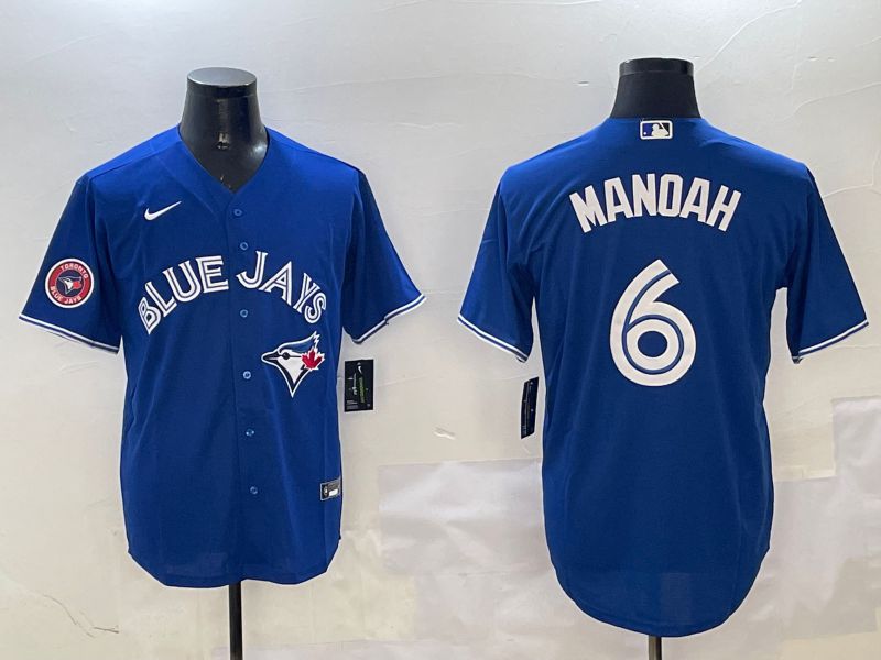 Men Toronto Blue Jays #6 Manoah Blue White Game 2025 Nike MLB Jersey style 2